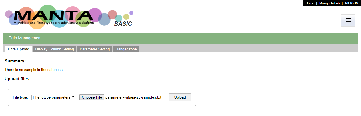 To upload phenotype parameters