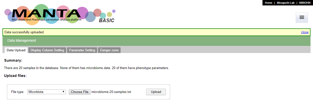 To upload microbiota