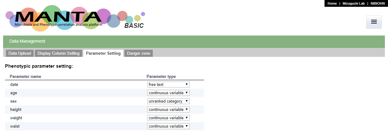 To set the parameter type
